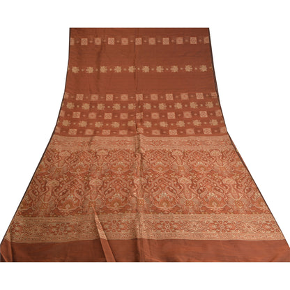 Sanskriti Vintage Copper Indian Sarees Blend Silk Woven Premium Sari Sustainable Fabric