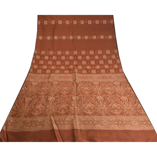 Sanskriti Vintage Copper Indian Sarees Blend Silk Woven Premium Sari Sustainable Fabric