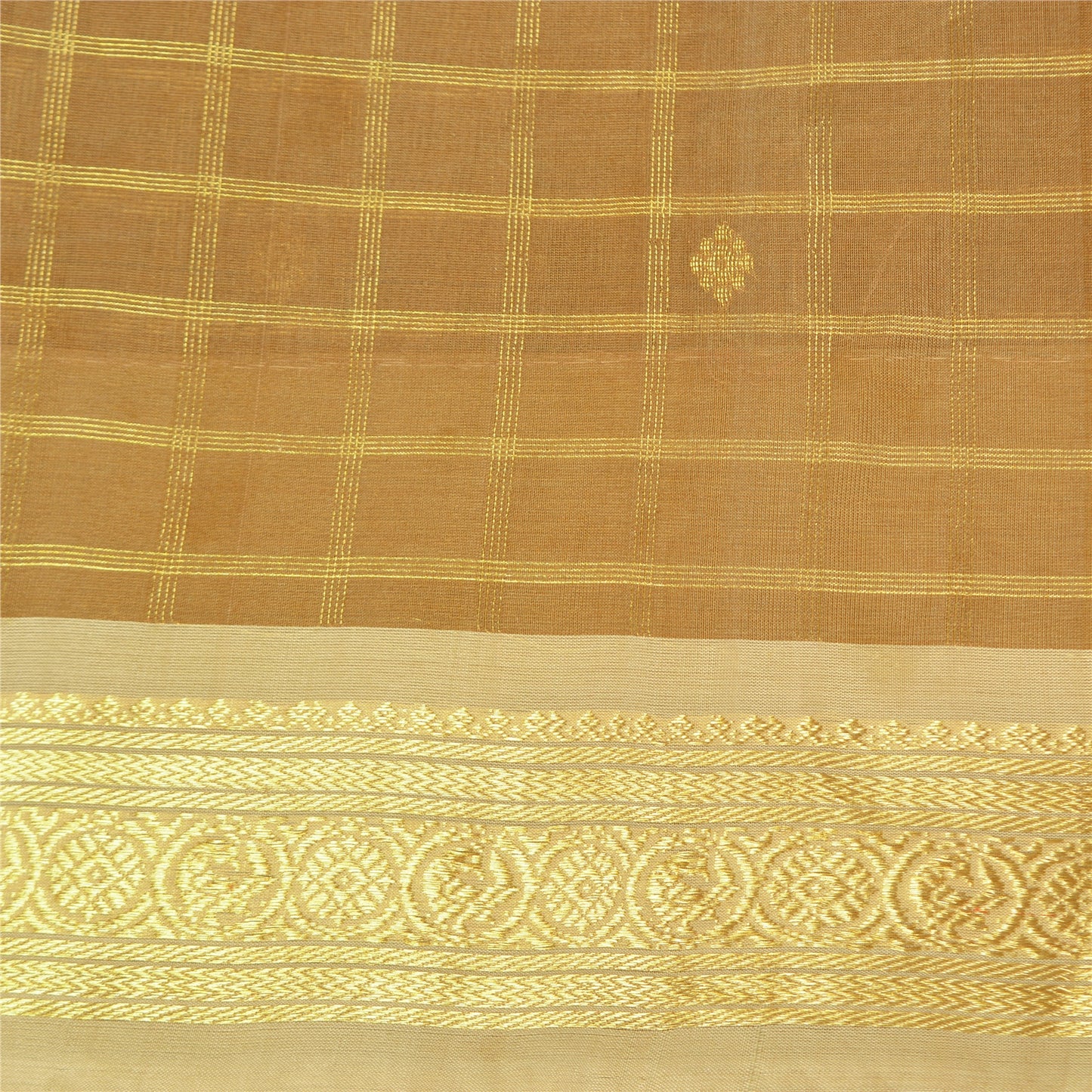 Sanskriti Vintage Brown/Cream Sarees Pure Organza Silk Woven Premium Sari Sustainable Fabric