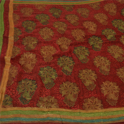 Sanskriti Vintage Red Bollywood Sarees Pure Georgette Silk Woven Sari Sustainable Fabric