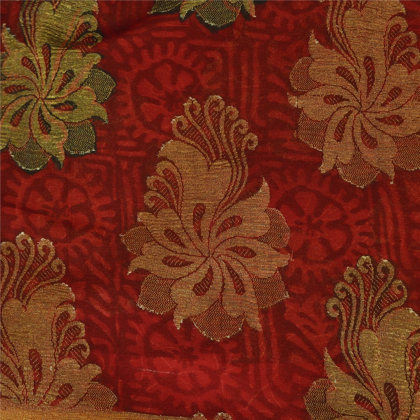 Sanskriti Vintage Red Bollywood Sarees Pure Georgette Silk Woven Sari Sustainable Fabric