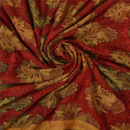 Sanskriti Vintage Red Bollywood Sarees Pure Georgette Silk Woven Sari Sustainable Fabric