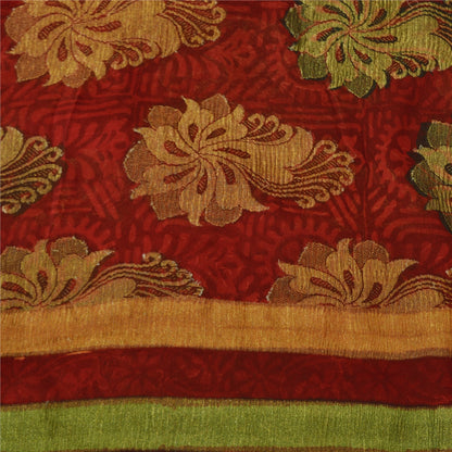 Sanskriti Vintage Red Bollywood Sarees Pure Georgette Silk Woven Sari Sustainable Fabric