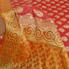 Load image into Gallery viewer, Sanskriti Vintage Saffron/Red Sarees Pure Silk Hand Beaded Woven Sari Fabric
