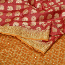 Load image into Gallery viewer, Sanskriti Vintage Saffron/Red Sarees Pure Silk Hand Beaded Woven Sari Fabric
