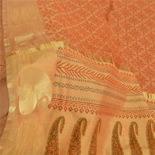 Load image into Gallery viewer, Sanskriti Vintage Saffron Sarees Blend Cotton Hand-Block Print Woven Sari Fabric
