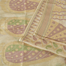 Load image into Gallery viewer, Sanskriti Vintage Ivory Indian Sarees Blend Silk Woven Sari Craft 5 Yard Fabric
