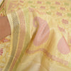Sanskriti Vintage Ivory Indian Sarees 100% Pure Silk Woven Sari Craft Sustainable Fabric