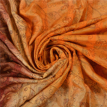 Load image into Gallery viewer, Sanskriti Vintage Saffron/Brown Sarees Pure Silk Kantha Printed Sari Fabric

