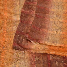 Load image into Gallery viewer, Sanskriti Vintage Saffron/Brown Sarees Pure Silk Kantha Printed Sari Fabric
