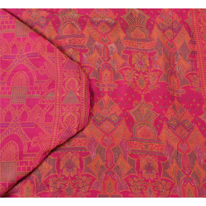 Sanskriti Vintage Pink Sarees 100% Pure Silk Woven Premium Sari Craft Sustainable Fabric