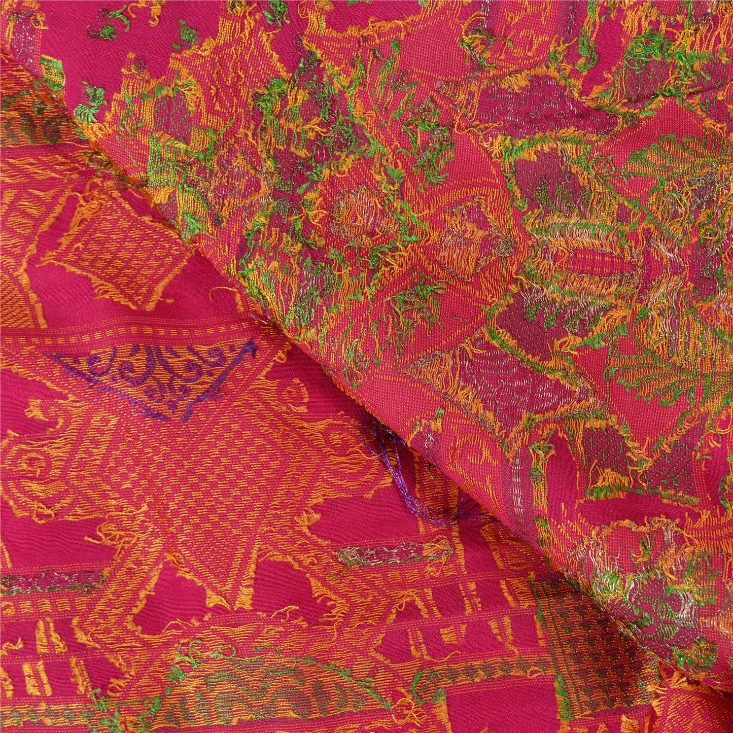 Sanskriti Vintage Pink Sarees 100% Pure Silk Woven Premium Sari Craft Sustainable Fabric