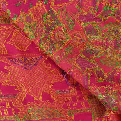 Sanskriti Vintage Pink Sarees 100% Pure Silk Woven Premium Sari Craft Sustainable Fabric