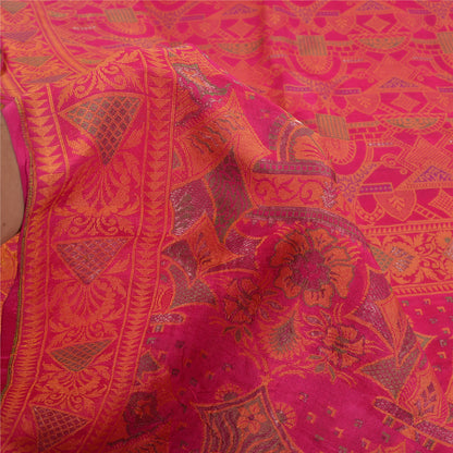 Sanskriti Vintage Pink Sarees 100% Pure Silk Woven Premium Sari Craft Sustainable Fabric