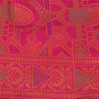 Sanskriti Vintage Pink Sarees 100% Pure Silk Woven Premium Sari Craft Sustainable Fabric