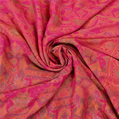 Sanskriti Vintage Pink Sarees 100% Pure Silk Woven Premium Sari Craft Sustainable Fabric