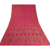 Sanskriti Vintage Pink Sarees 100% Pure Silk Woven Premium Sari Craft Sustainable Fabric