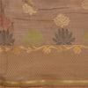 Sanskriti Vintage Brown Indian Sarees 100% Pure Silk Woven Sari Craft Sustainable Fabric