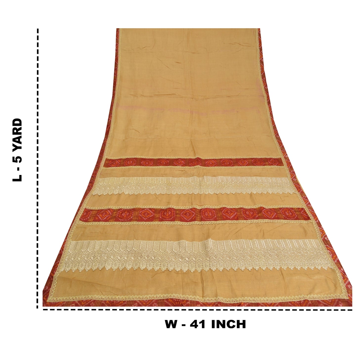 Sanskriti Vintage Peach Indian Sarees Pure Silk Embroidered Sari Craft Sustainable Fabric