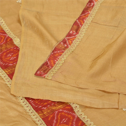 Sanskriti Vintage Peach Indian Sarees Pure Silk Embroidered Sari Craft Sustainable Fabric