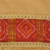 Sanskriti Vintage Peach Indian Sarees Pure Silk Embroidered Sari Craft Sustainable Fabric