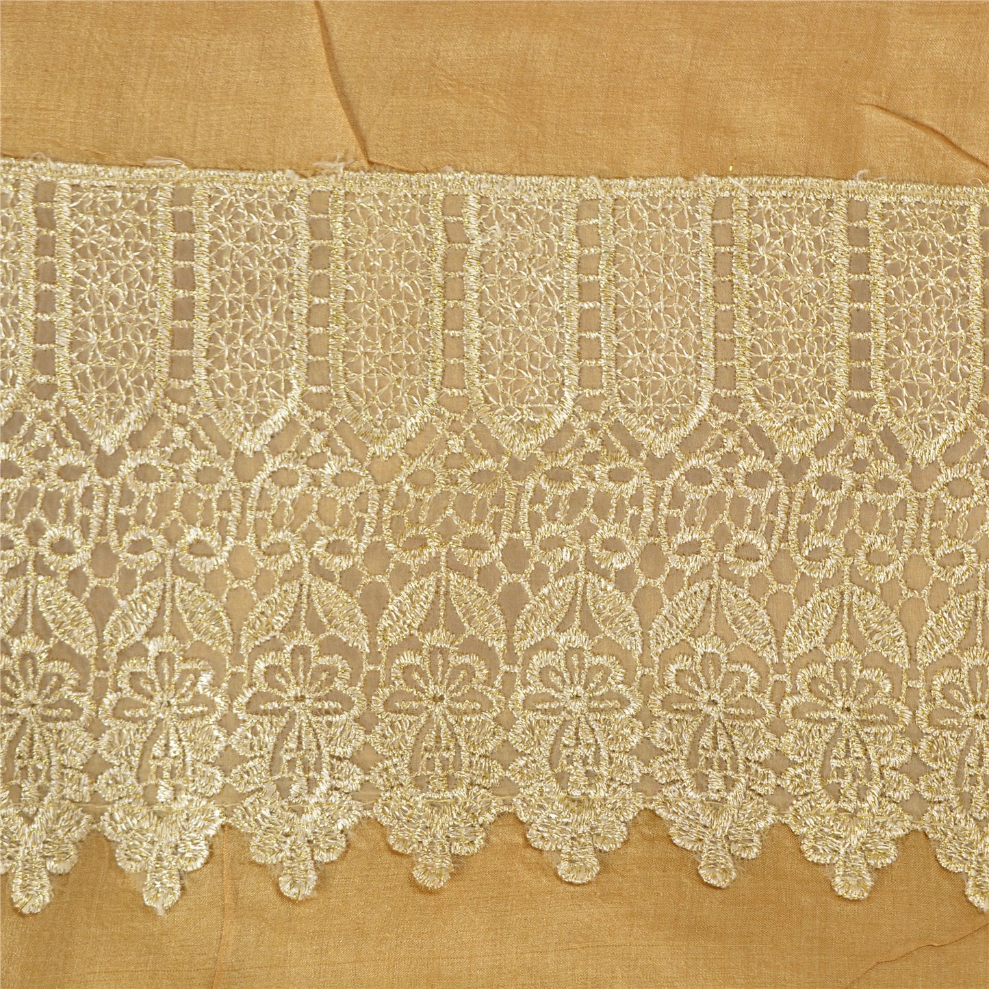 Sanskriti Vintage Peach Indian Sarees Pure Silk Embroidered Sari Craft Sustainable Fabric