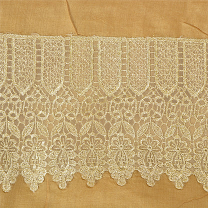 Sanskriti Vintage Peach Indian Sarees Pure Silk Embroidered Sari Craft Sustainable Fabric