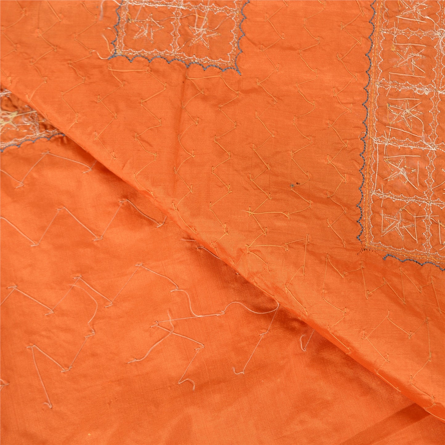 Санскритские винтажные шафрановые сари из чистого шелка, расшитые вручную бисером, премиальное сари из экологически чистой ткани