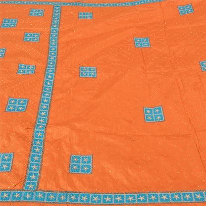 Санскритские винтажные шафрановые сари из чистого шелка, расшитые вручную бисером, премиальное сари из экологически чистой ткани