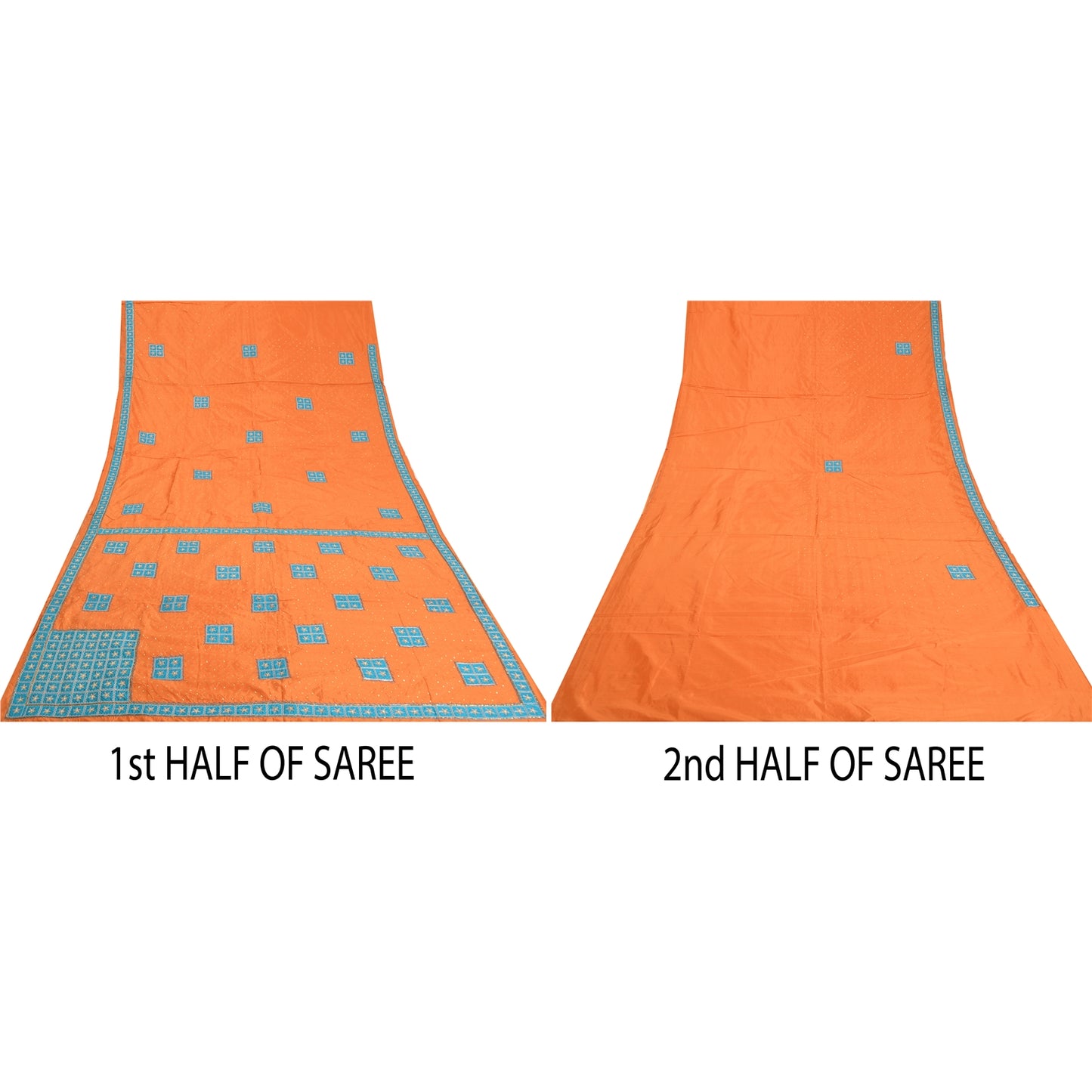 Санскритские винтажные шафрановые сари из чистого шелка, расшитые вручную бисером, премиальное сари из экологически чистой ткани