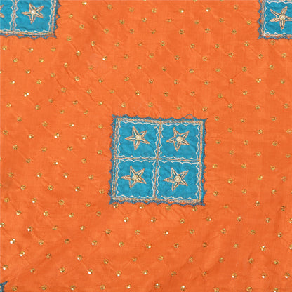 Санскритские винтажные шафрановые сари из чистого шелка, расшитые вручную бисером, премиальное сари из экологически чистой ткани