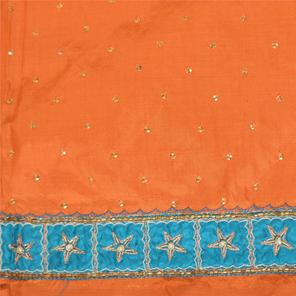 Санскритские винтажные шафрановые сари из чистого шелка, расшитые вручную бисером, премиальное сари из экологически чистой ткани