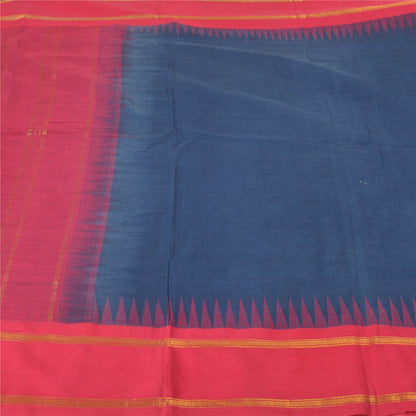 Sanskriti Vintage Blue/Pink Indian Sarees Pure Cotton Woven Zari Sari Sustainable Fabric