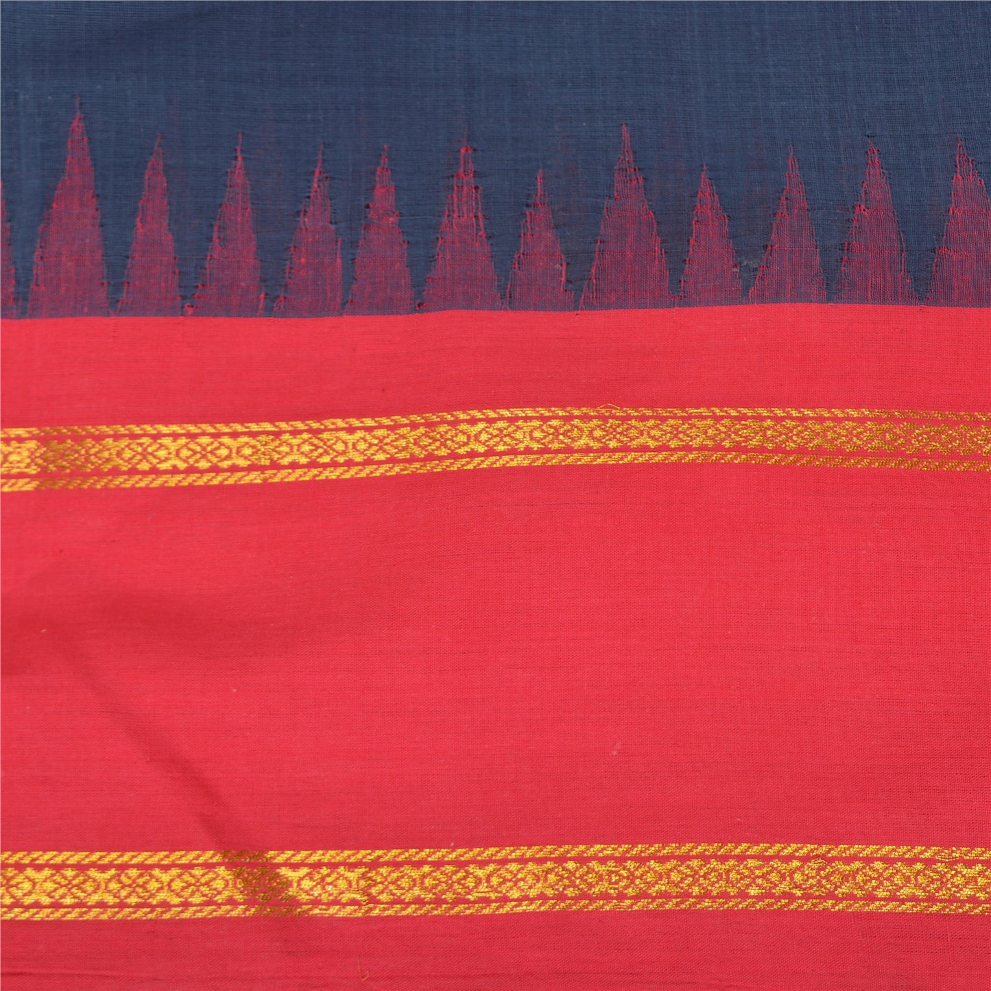Sanskriti Vintage Blue/Pink Indian Sarees Pure Cotton Woven Zari Sari Sustainable Fabric