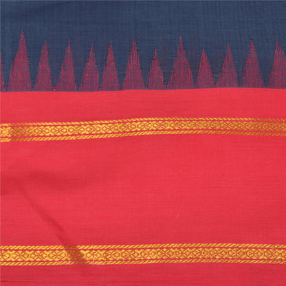 Sanskriti Vintage Blue/Pink Indian Sarees Pure Cotton Woven Zari Sari Sustainable Fabric