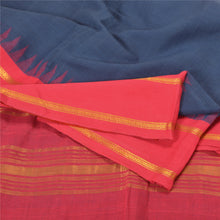Load image into Gallery viewer, Sanskriti Vintage Blue/Pink Indian Sarees Pure Cotton Woven Zari Sari Fabric
