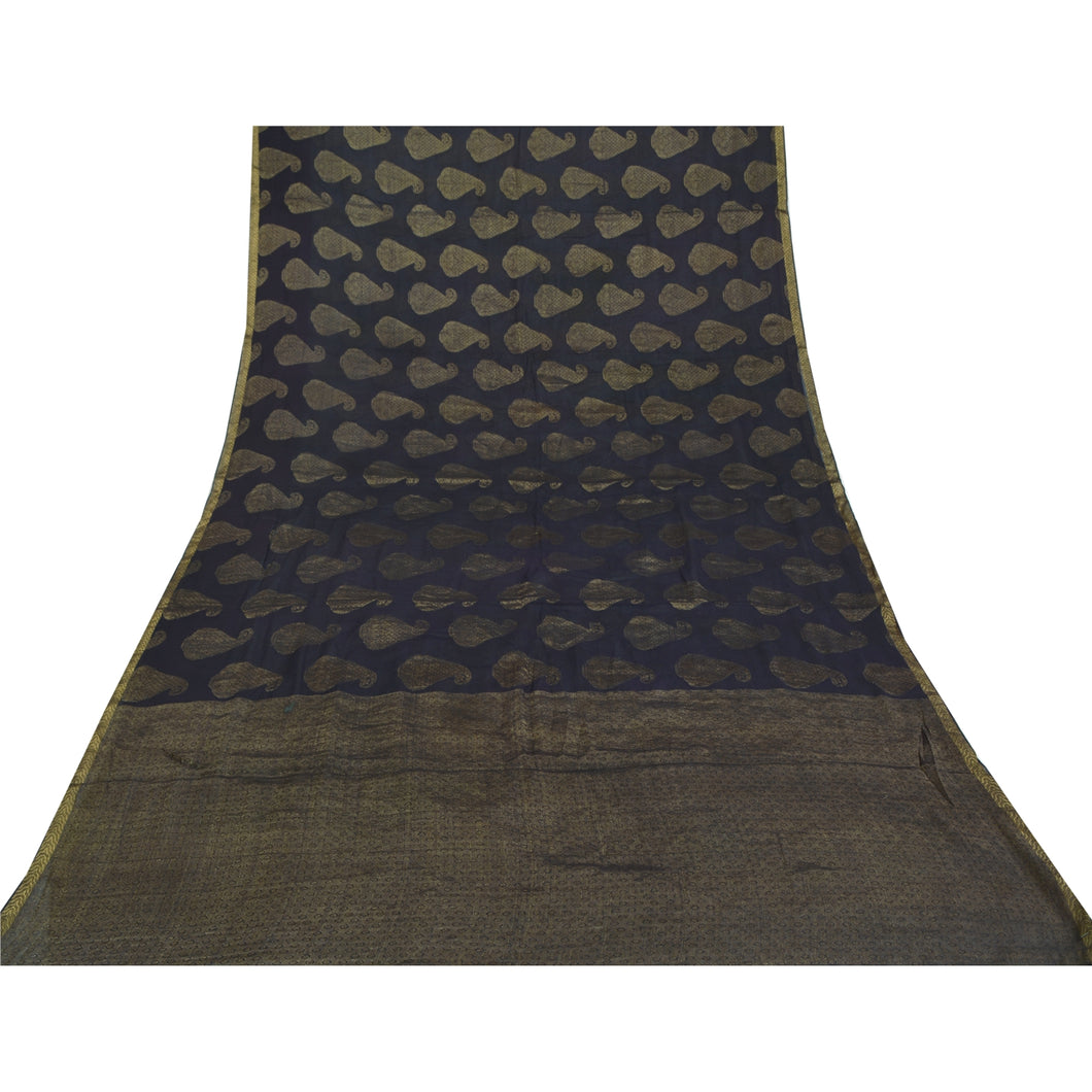 Sanskriti Vintage Purple Bollywood Sarees Pure Georgette Silk Woven Sari Fabric