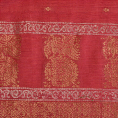Sanskriti Vintage Dark Red/Purple Sarees Cotton Silk Woven Premium Sari Sustainable Fabric