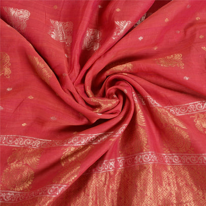 Sanskriti Vintage Dark Red/Purple Sarees Cotton Silk Woven Premium Sari Sustainable Fabric