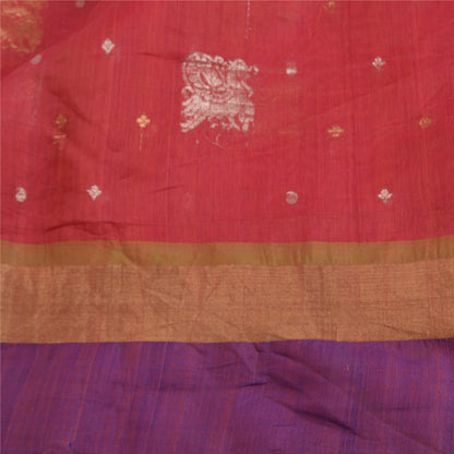 Sanskriti Vintage Dark Red/Purple Sarees Cotton Silk Woven Premium Sari Sustainable Fabric