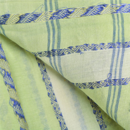 Санскритские винтажные зеленые сари из 100% чистого хлопка, тканая премиальная ткань для сари из экологически чистой ткани