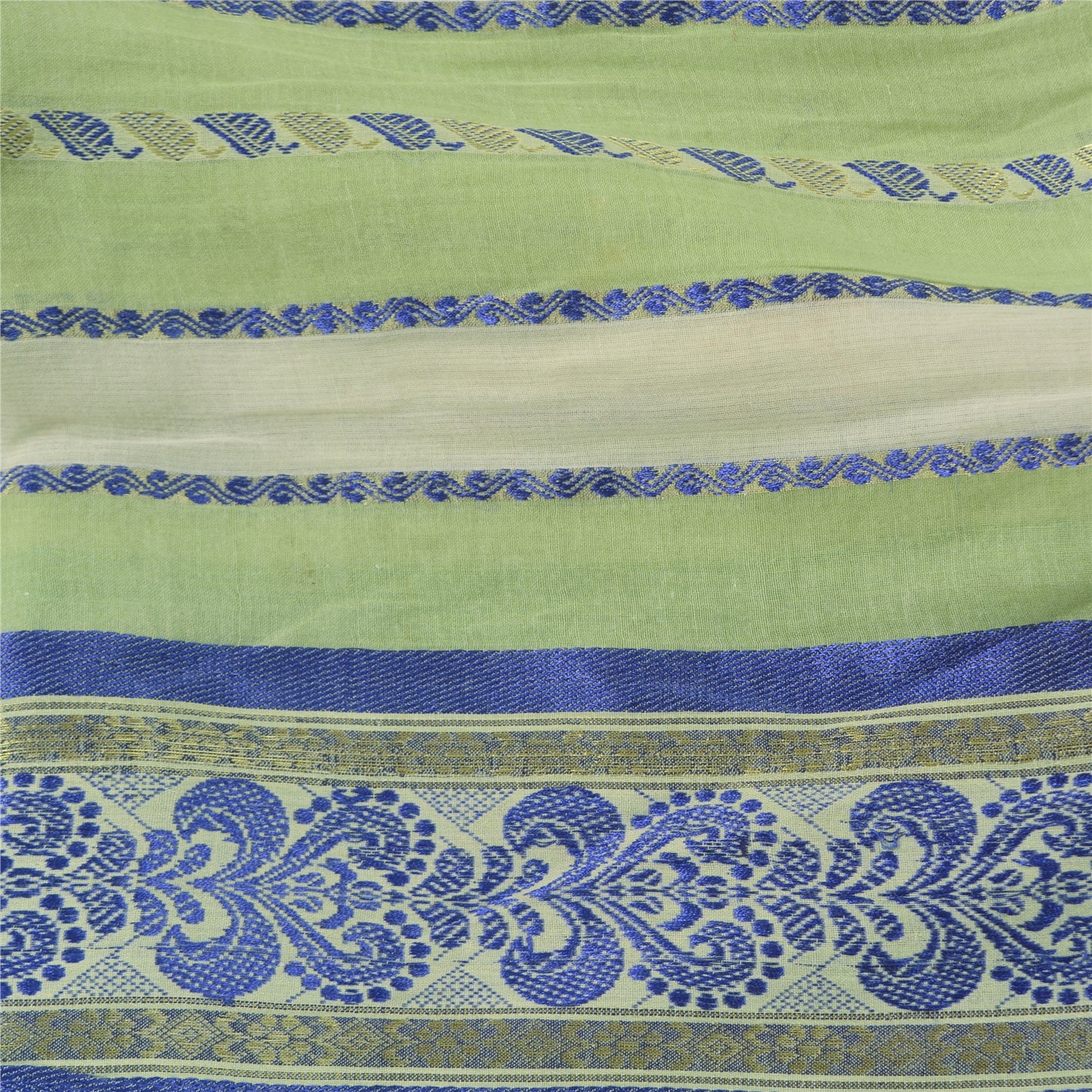 Санскритские винтажные зеленые сари из 100% чистого хлопка, тканая премиальная ткань для сари из экологически чистой ткани