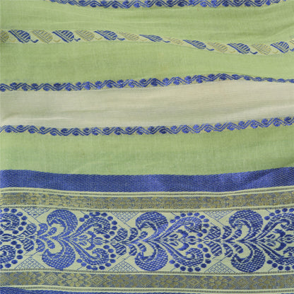 Санскритские винтажные зеленые сари из 100% чистого хлопка, тканая премиальная ткань для сари из экологически чистой ткани