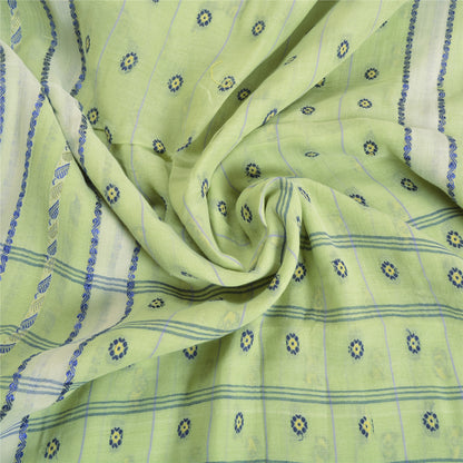 Санскритские винтажные зеленые сари из 100% чистого хлопка, тканая премиальная ткань для сари из экологически чистой ткани