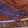 Sanskriti Vintage Brown/Purple Sarees Pure Cotton Hand-Woven Sari Craft Sustainable Fabric