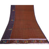 Sanskriti Vintage Brown/Purple Sarees Pure Cotton Hand-Woven Sari Craft Sustainable Fabric