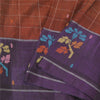 Sanskriti Vintage Brown/Purple Sarees Pure Cotton Hand-Woven Sari Craft Sustainable Fabric
