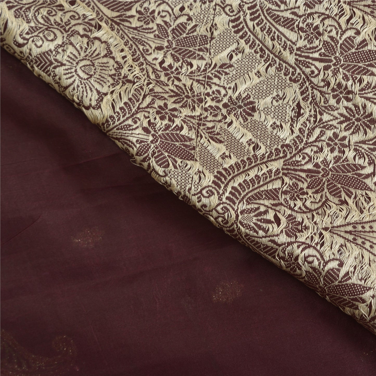 Sanskriti Vintage Purple Sarees Pure Silk Hand Beaded Woven Sari Craft Sustainable Fabric