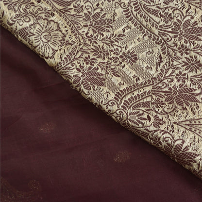 Sanskriti Vintage Purple Sarees Pure Silk Hand Beaded Woven Sari Craft Sustainable Fabric