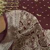Sanskriti Vintage Purple Sarees Pure Silk Hand Beaded Woven Sari Craft Sustainable Fabric